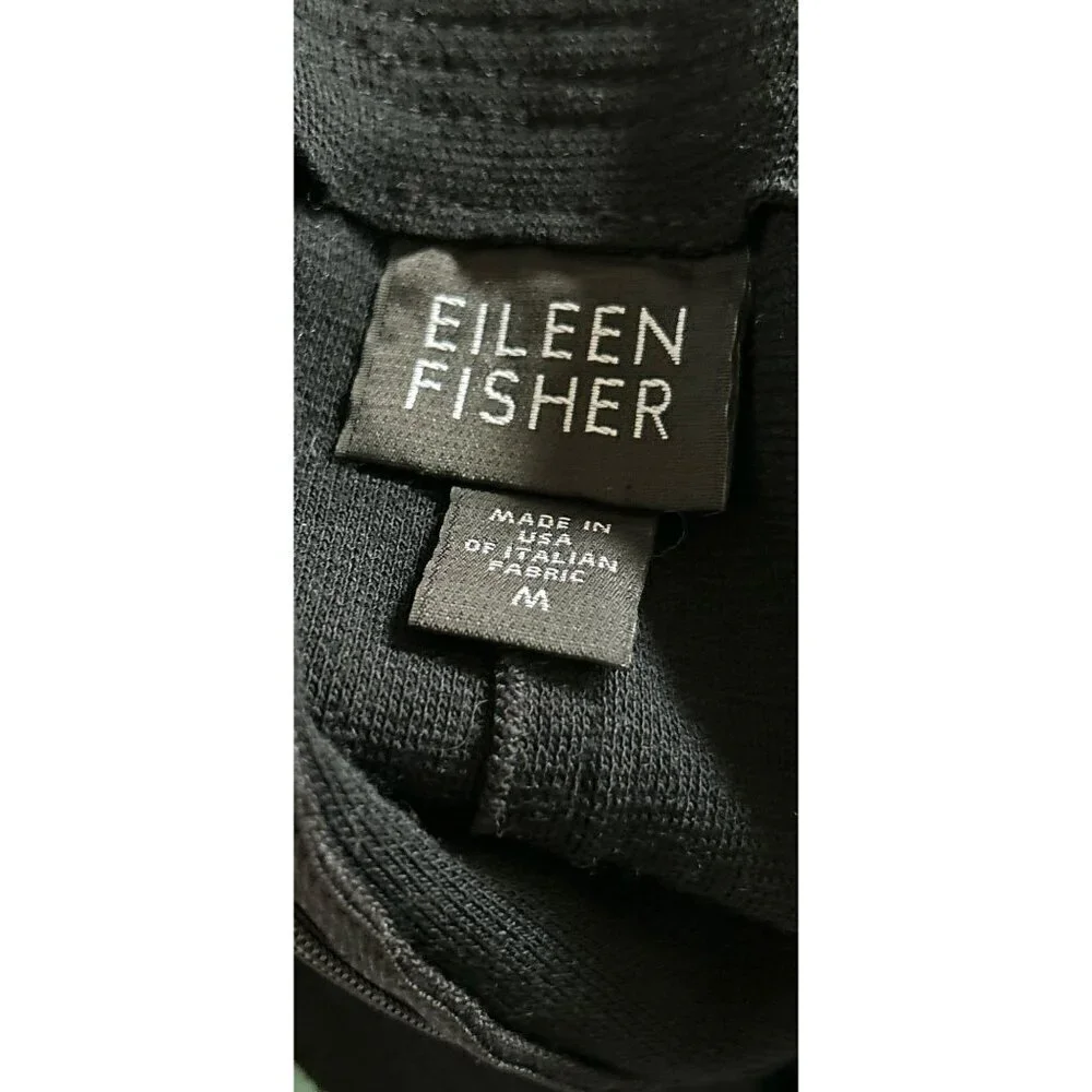 EILEEN FISHER A-Line Skirt Black Knitted Wool Viscose Blend Size Med